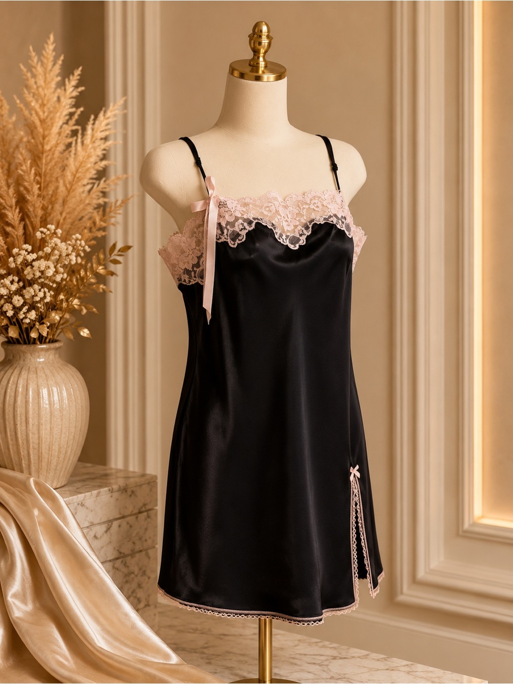 Victoria's Secret Black Chemise with Blush Lace - Picture 2 of 6
